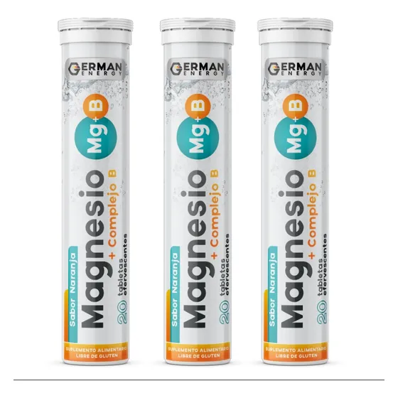 Magnesio + Complejo B German Energy Pack 3 Sabor Naranja