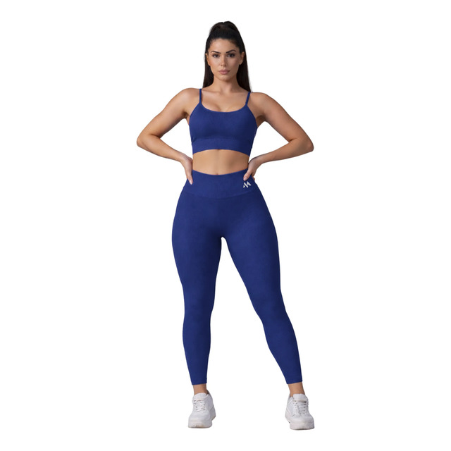 Conjunto Fitness Feminino Canelado CĂłs Alto Azul-marinho Canelada M Conjunto Fitness Feminino Canelado CĂłs Alto Azul-marinho Canelada M