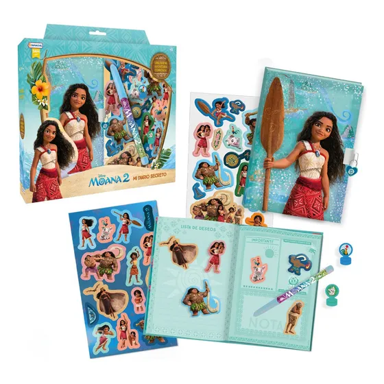 Diario Secreto Disney Moana Arte C/candado Año 2025 Portada Turquesa