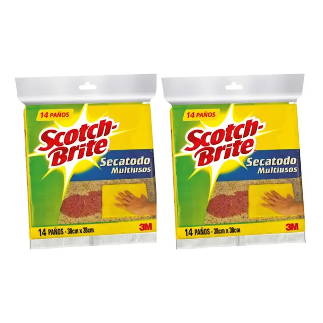 Pack X2 Paño Scotch Brite Secatodo X14 Color Multicolor