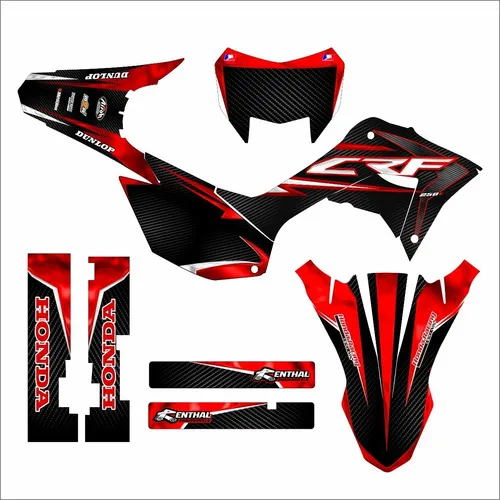 Kit Gráfico Crf 250 F Adesivo 3m 230f 0,50mm Carbono Red Cor Preto