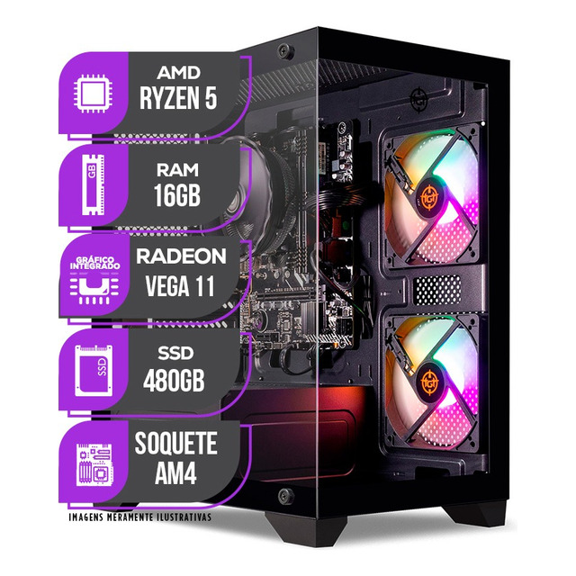 Pc Gamer Mancer, Amd Ryzen 5, Rx Vega, 16gb Ddr4, Ssd 480gb Pc Gamer Mancer, Amd Ryzen 5, Rx Vega, 16gb Ddr4, Ssd 480gb