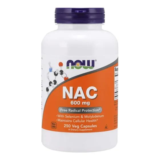 Now Supplements NAC N-Acetyl Cysteine 600 mg con Selenio Cápsulas 250 Unidades