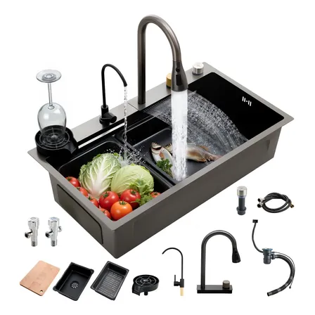 Fregadero De Organizadores Cocina De Acero Inoxidable 80*45 Negro