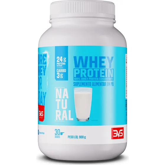 100% Whey Protein Concentrado 900g Sabor: Natural - Proteína 100% Pura - 3vs Nutrition