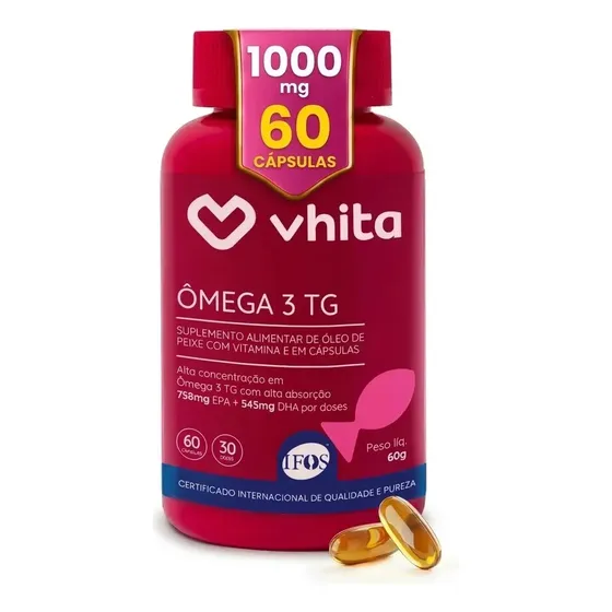 Ômega 3 1000Mg TG Selo IFOS EPA DHA Vhita 60g de 60 un