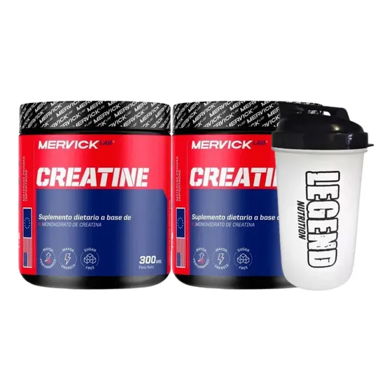 Creatina Monohidrato Mervick Premium 300g +vaso Legend 600ml
