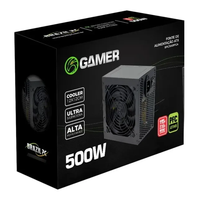 Fonte De Alimentação 500w Para Pc Desktop Bpc/500pfca 500w 24 Pinos Cor Preto Brazil Pc Gamer
