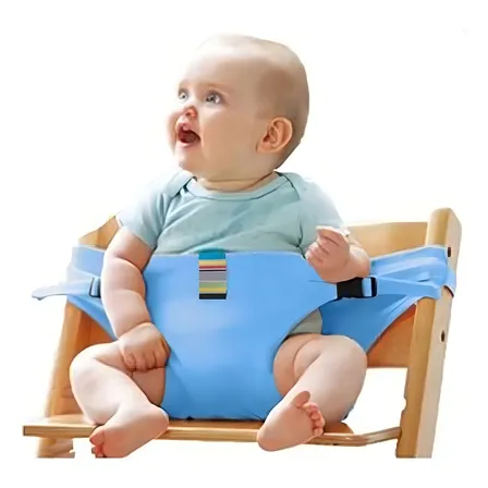 Asiento para silla de alimentación para bebés, cinturón de seguridad para comida, color azul