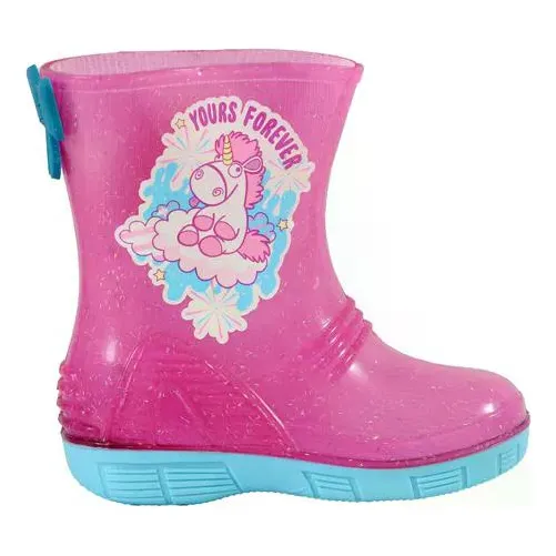 Botas Niña Unicornio Bubble Gummers Plastico Lluvia Glitter
