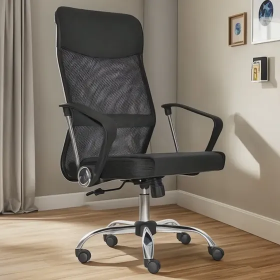Silla De Escritorio Bonno Seul Negro Con Cabecero Oficina Tela | Cuotas sin interés