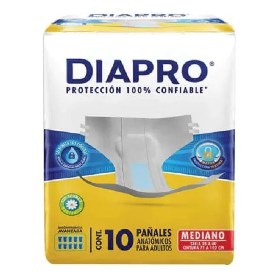 Diapro Basico Manzanilla Talla Mediano 4 Bolsas /10 Pañales