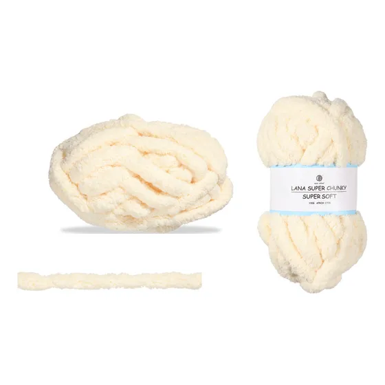 Lana 100grs. Hilo Grueso Para Tejer A Mano, Pack 6 Unidades Color Beige