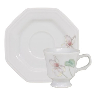 Uma Xícara Chá C/pires Encanto Porcelana Schmidt Uma Xícara Chá C/pires Encanto Porcelana Schmidt