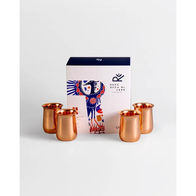 Set 4 Vasos Pisco Sour 100% Cobre - República Del Cobre