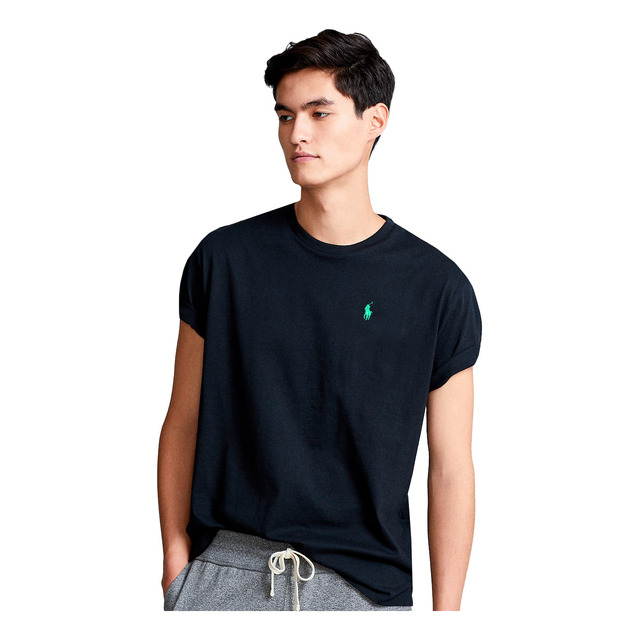 Camiseta Ralph Lauren Masculina Custom Fit Green Icon Preta Camiseta Ralph Lauren Masculina Custom Fit Green Icon Preta