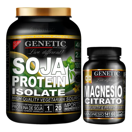 60 Días Magnesio Citrato Amino Soja Proteína Vegetal Genetic