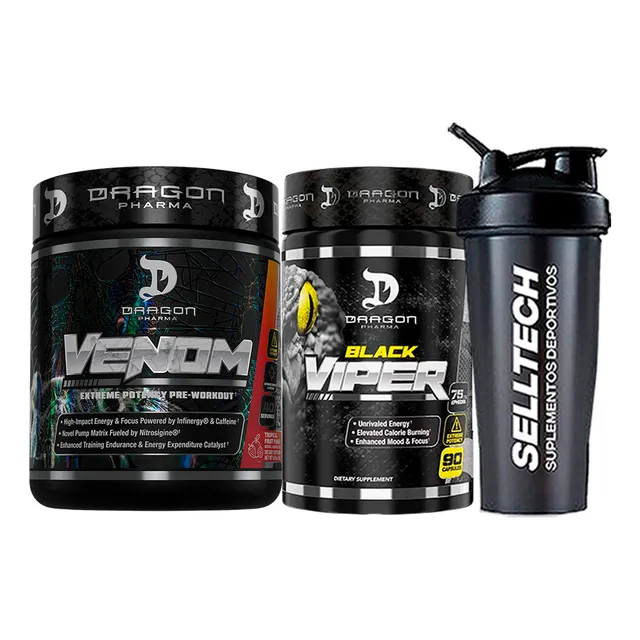 Pre Entreno Venom 40 Serv Fruit Punch+black Viper 90 Caps