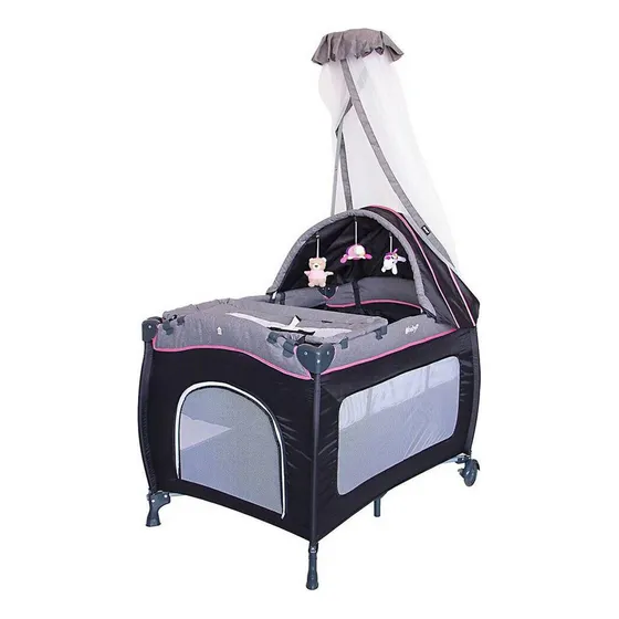 Cuna Corral Mecedora Rosado 716 + Colchón Rosa