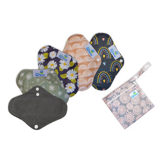 5 Protectores Toallas Femeninas Ecológicas De Bambu + Wetbag 5 Protectores Toallas Femeninas Ecológicas De Bambu + Wetbag
