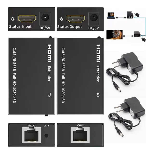 Extensor De Rojo Hdmi 60m H, Amplificador Us Plug 110-240v