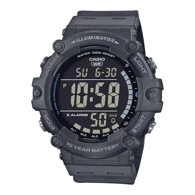 Reloj pulsera Casio AE-1500WH con correa de resina color gris - fondo negro