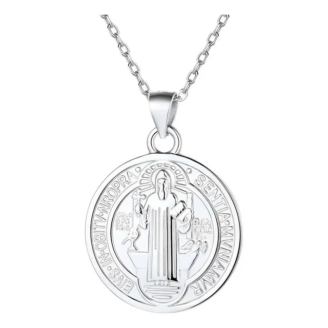 Collar Hombre San Benito Reversible Joya Regalo Plata
