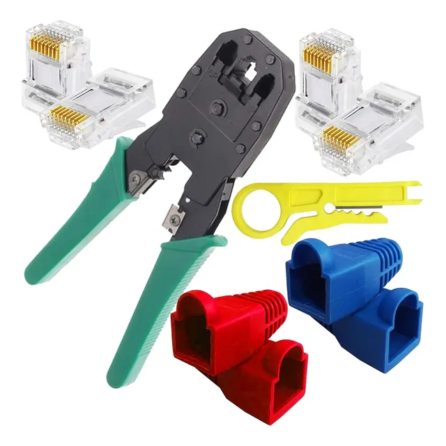 Pinza Ponchadora Red Rj45 Rj11 Rj9 + Pela Cable + 10 Conecto