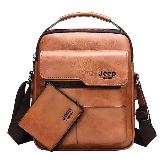 Bolsa Masculina Couro Jeep Buluo Transversal+carteira