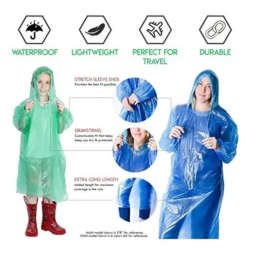 Poncho De Emergencia Para Niños Y Adultos Desechable