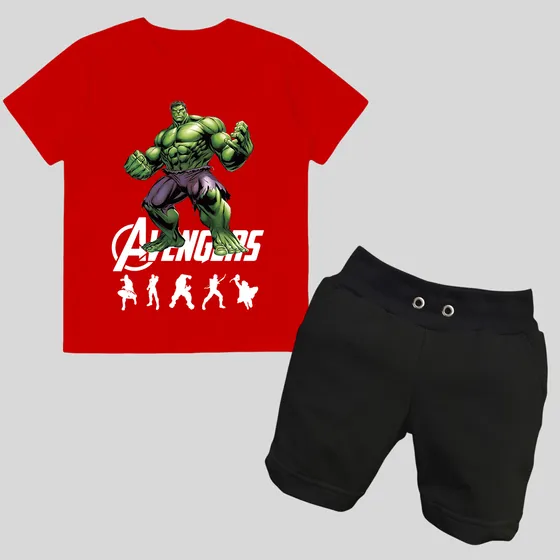 Conjunto Infantil Estampa Hulk Camisa E Bermuda De Menino