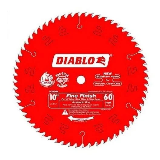 Disco Sierra Diablo  10' Pulgadas    60 Dientes  Corte Fino