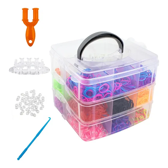 Kit Fabrica Maleta De Elásticos Pulseiras Loom Band Infantil