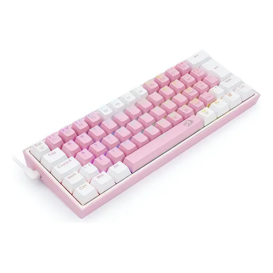 Teclado Gamer Redragon Compacto Fizz Rgb Rosa E Branco