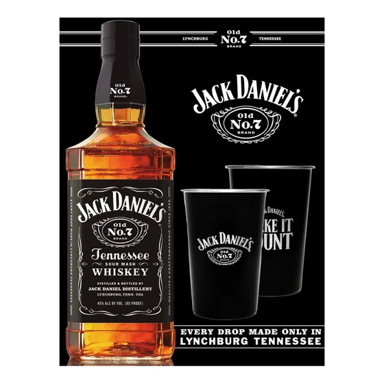 Pack Regalo Navidad Whisky Jack Daniels N7 750cc + 2 Vasos