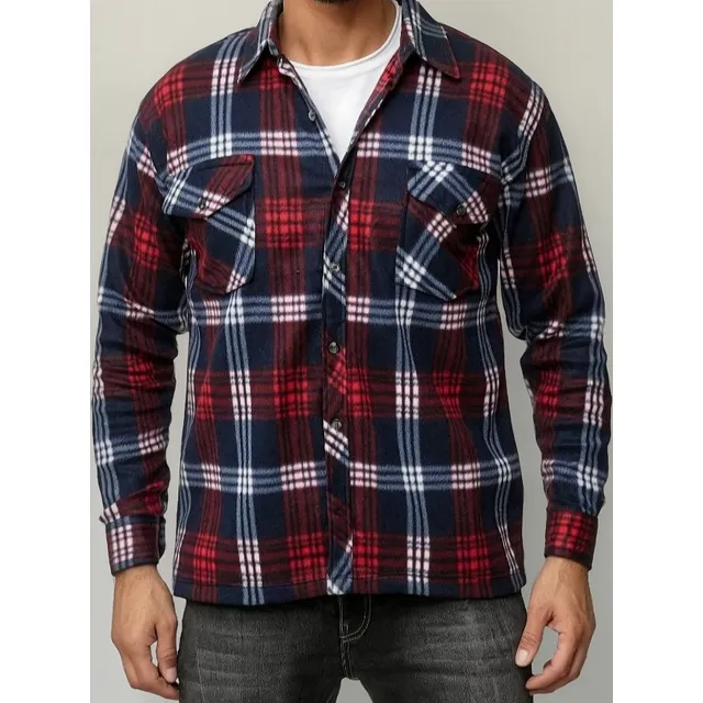 Campera Camisa Tipo Leñadora Polar Con Corderito Hombre 