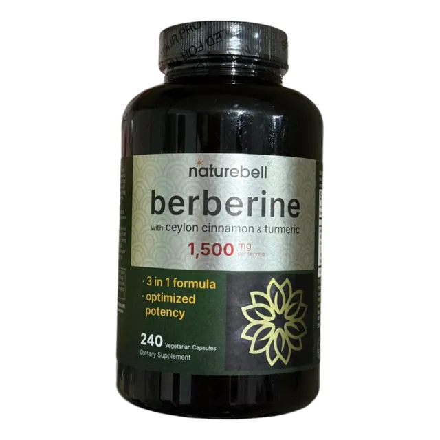 Berberina 1500mg Naturabell 240 Caps. Regulación De Glucosa Sabor Sin Sabor