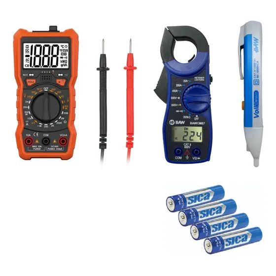 Multimetro Baw+pinza Amperaje+ Detector Voltaje+ 4 Pila Sica