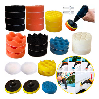 Kit Almohadillas Pulidora Esponja Pulir Encerar Borla 31 Pzs Kit Almohadillas Pulidora Esponja Pulir Encerar Borla 31 Pzs