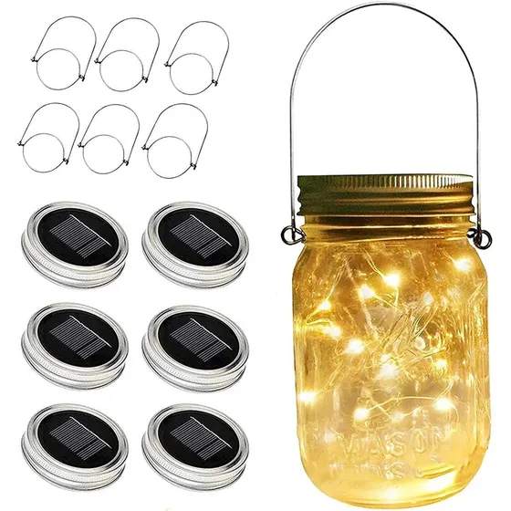 Bbasiliysd Luz Tapa Tarro Mason Energia Solar Led Impermeabl