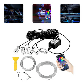 Fio Neon Led Rgb Luz Interna Painel Carro Auto 6m 5 Canhões Fio Neon Led Rgb Luz Interna Painel Carro Auto 6m 5 Canhões