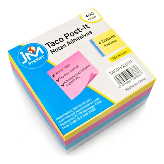 Nota Adhesiva Cubo 4 Colores 400 Hojas