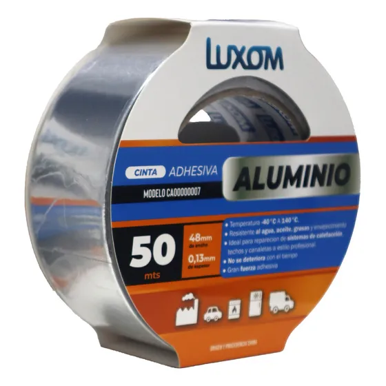 Cinta De Aluminio Autoadhesiva 48 Mm X 50mts Luxom Color Gris