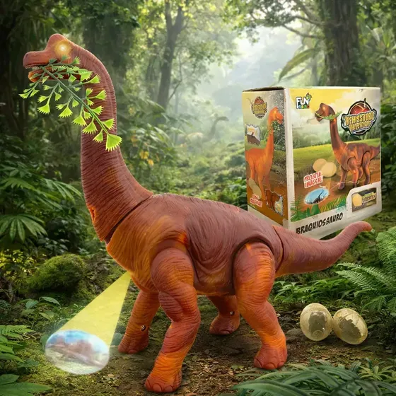 Dinossauro Braquiossauro Grande Bota Ovos Som Luz Movimento Anda Brinquedo Dinossauro Infantil Interativo Ligeiro