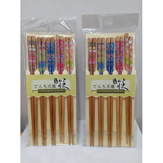 Palillos Bambu Japones Diseño Flores 5 Pcs /cocina De Sushi