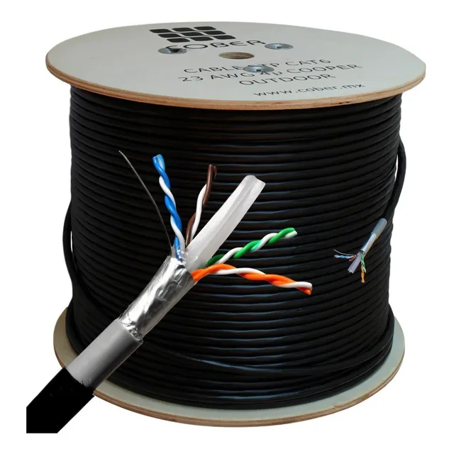 Cable Red Exterior Cat 6 Blindado 305 metros 100% Cobre Ftp Poe Cober