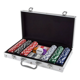 Juego De 300 Fichas De Poker Con Maletín Metálico 2 Barajas Negro Juego De 300 Fichas De Poker Con Maletín Metálico 2 Barajas Negro