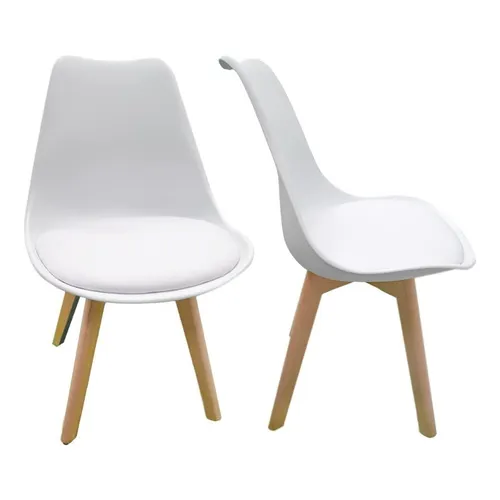 Silla Tipo Eames Acojinada Set De 2 Piezas Minimalista Cantidad De Sillas Por Set 2 Color Del Asiento Blanco