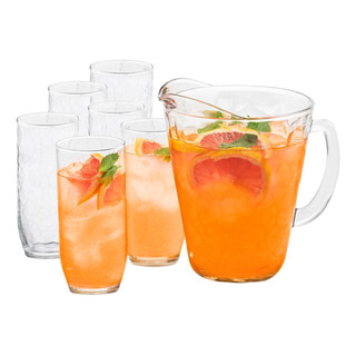 Jarra Con Vasos De Cristal Crisa Alaska, Juego De Vasos 5pz Jarra Con Vasos De Cristal Crisa Alaska, Juego De Vasos 5pz