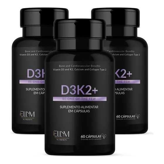 Vit D3 2000ui Vit K2 + Calcio 180cps Imunidade Ossos Premium
